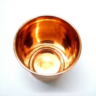 100% Copper 300ml Designer Drinking Glass Cup Tumbler Mug - Ayurveda Health Yoga